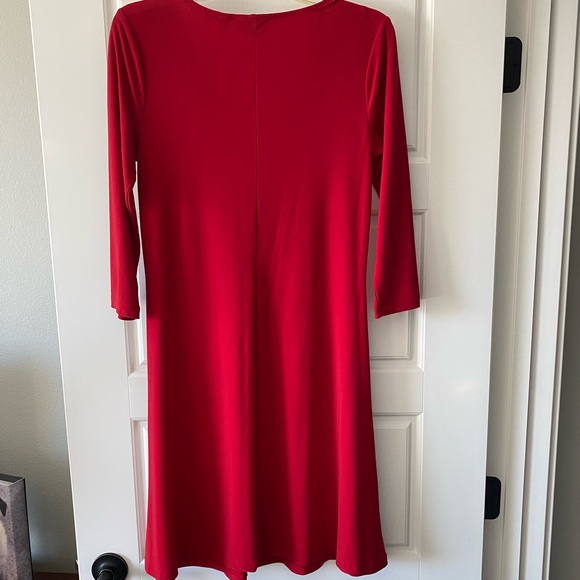 Women’s Quarter Length Sleeves Red Business Professional Dress - Picture 3 of 3